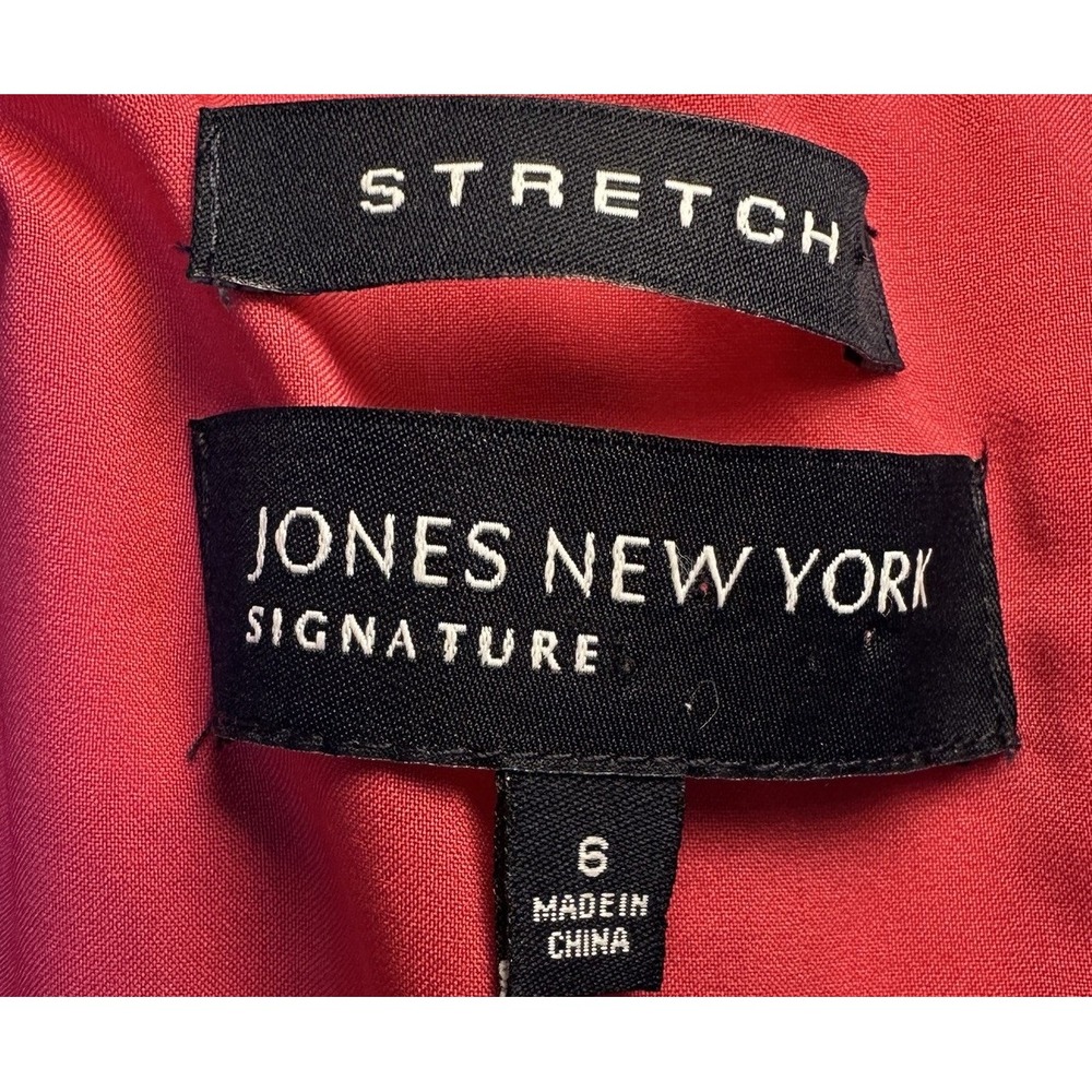 Jones New York Signature Sheath Dress Size 6 Pink Floral Stretch Sleeveless Zip - Picture 4 of 11